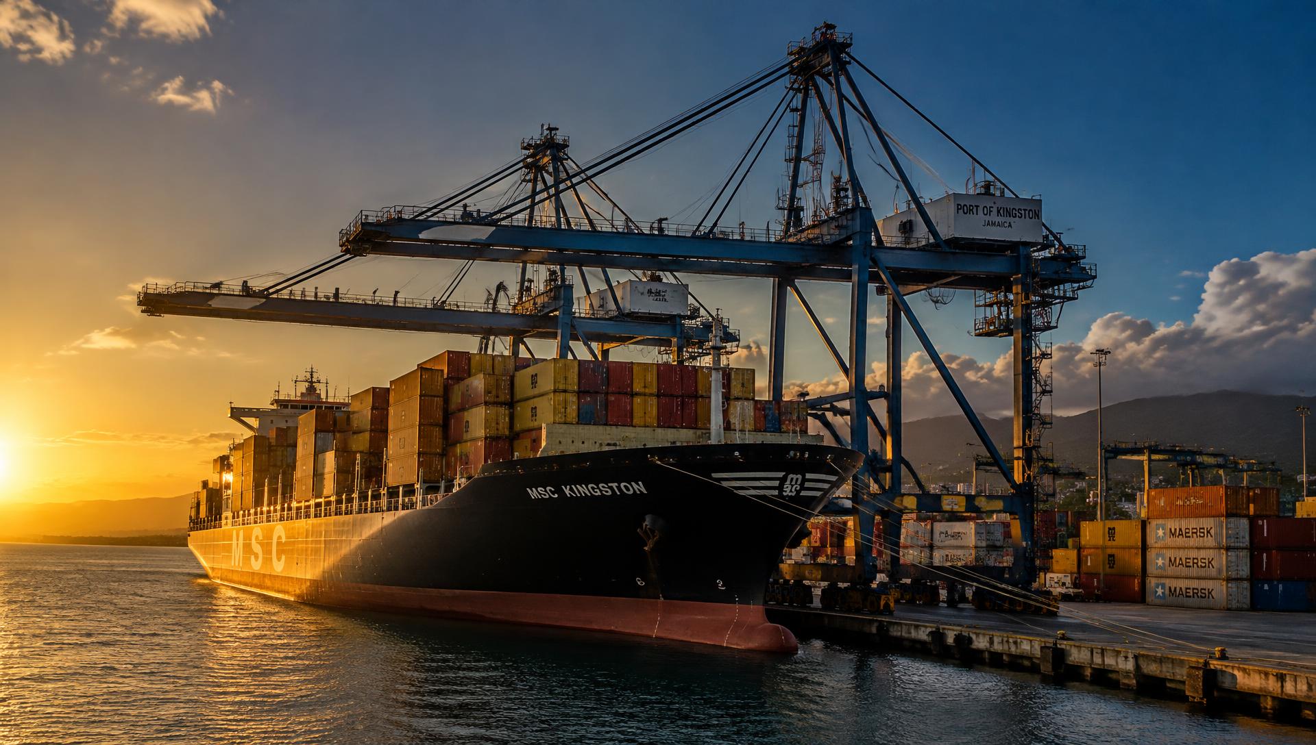 Container ship at Kingston port